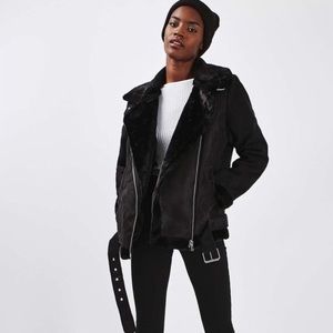 Topshop Faux Shearling Coat
